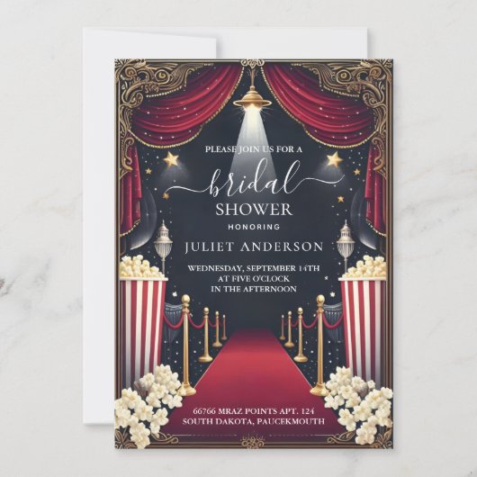 今シネマムービーチケットの最人気があるブライダルシャワー 招待状 (正面)