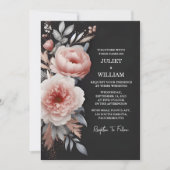 今シルクピンクボホピーニーガーデンダスティーバラ結婚ズ 招待状 (正面)