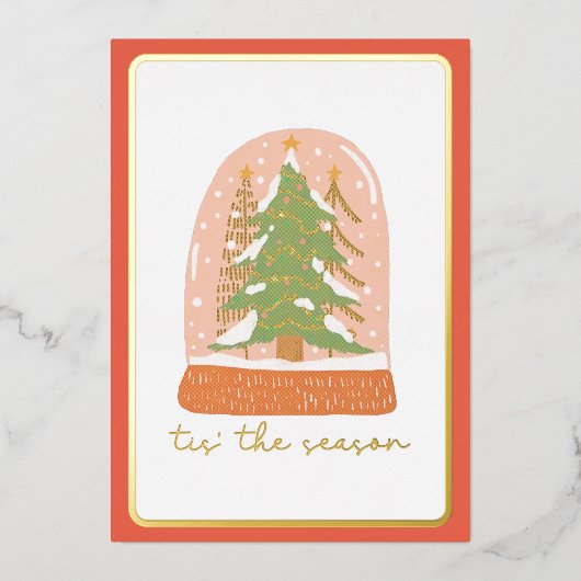 今シーズンのクリスマススノーグローブ 箔シーズンカード (正面)