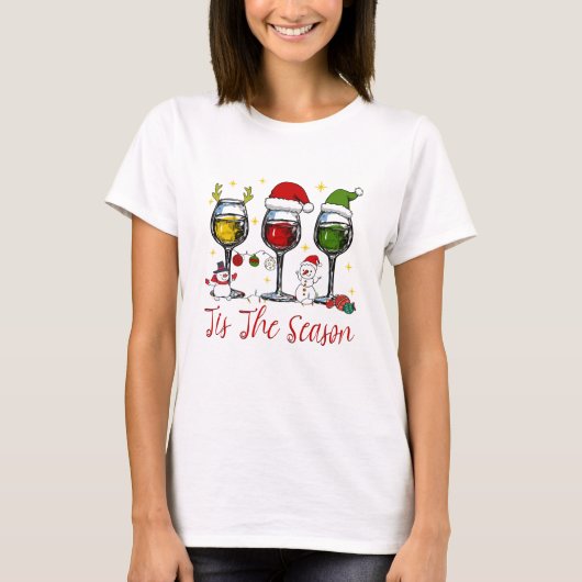 今シーズンのクリスマスワインを飲む Tシャツ (正面)