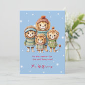 今シーズンのクリスマス動物のライオンかわいい シーズンカード (スタンド正面)