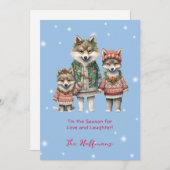 今シーズンのクリスマス動物は可愛い シーズンカード (正面/裏面)