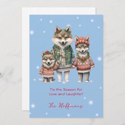 今シーズンのクリスマス動物は可愛い シーズンカード (正面/裏面)