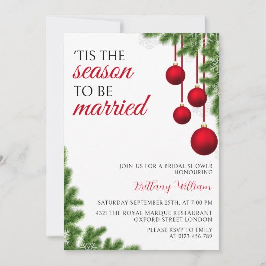 今シーズンのクリスマス結婚したブライダル 招待状 (正面)