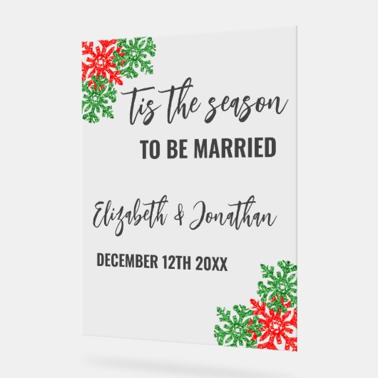今シーズンのクリスマス結婚の アクリルサイン (傾斜)