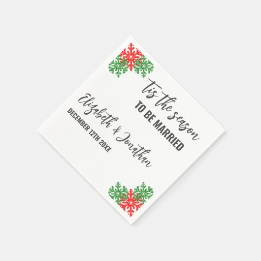 今シーズンのクリスマス結婚の スタンダードカクテルナプキン (角)