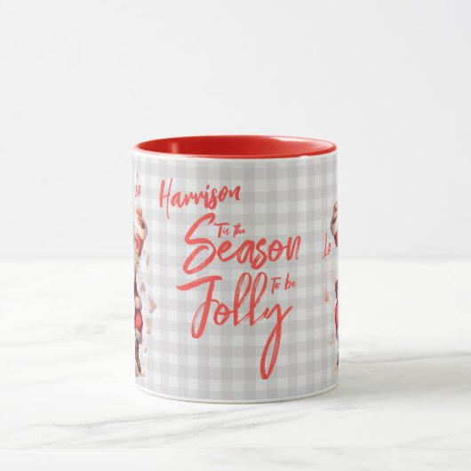 「今シーズンのサンタのクリスマスパーソナライズされたの名前 マグカップ (中央)