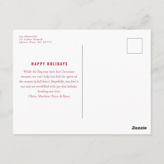 今シーズンのファッション屈辱クリスマス ポストカード (裏面)