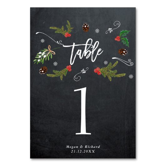 今シーズンの冬の結婚式の表の番号表 テーブルナンバー (裏面)