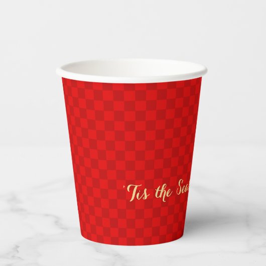 今シーズンはすてきクリスマス市松模様に赤 紙コップ (正面)