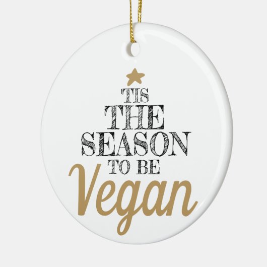 「今シーズンはビーガンブラックと金ゴールド文字 セラミックオーナメント (左)