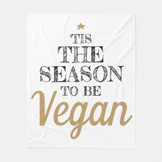 「今シーズンはビーガンブラックと金ゴールド文字 フリースブランケット (正面)