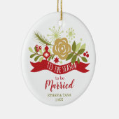今シーズンはフェスティバル結婚しただパーソナライズされた セラミックオーナメント (右)