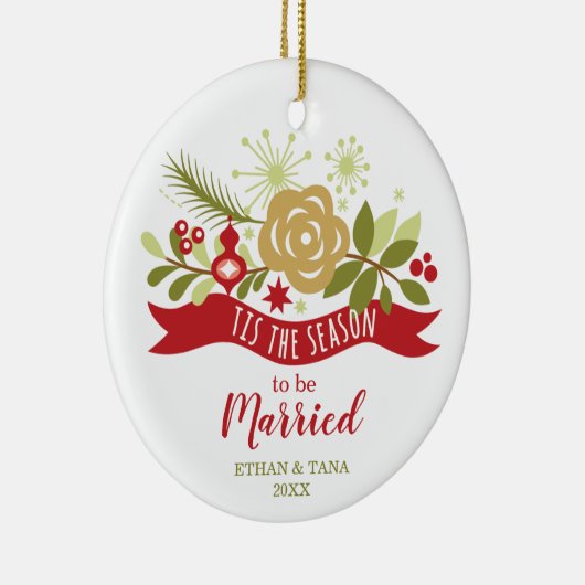 今シーズンはフェスティバル結婚しただパーソナライズされた セラミックオーナメント (右)