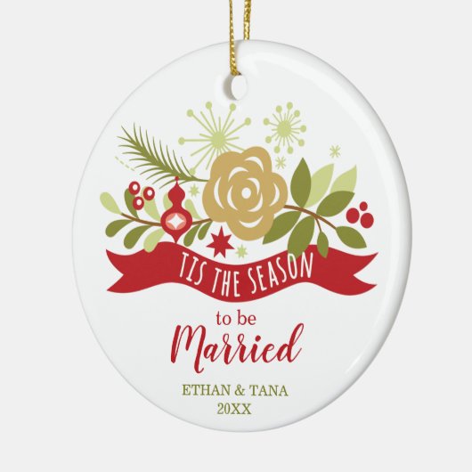 今シーズンはフェスティバル結婚しただパーソナライズされた セラミックオーナメント (左)
