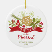 今シーズンはフェスティバル結婚しただパーソナライズされた セラミックオーナメント (裏面)