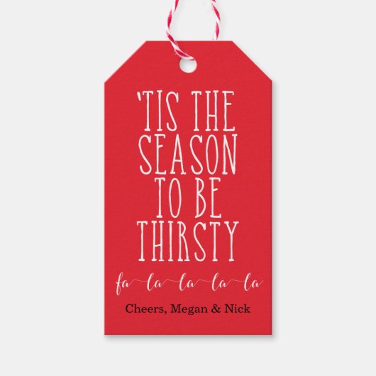 『今シーズンは乾いた赤と白のカスタム ギフトタグ (正面)