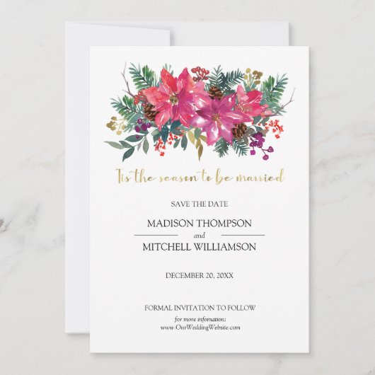 今シーズンは冬のピンク結婚したのクリスマス セーブザデート (正面)