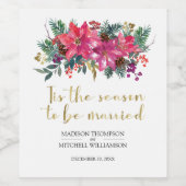 今シーズンは冬のピンク結婚したのクリスマス ワインラベル (シングルラベル)