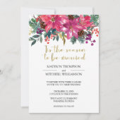 今シーズンは冬のピンク結婚したのクリスマス 招待状 (正面)