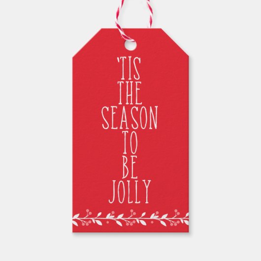 『今シーズンは赤すてき/白のガーランド ギフトタグ (正面)