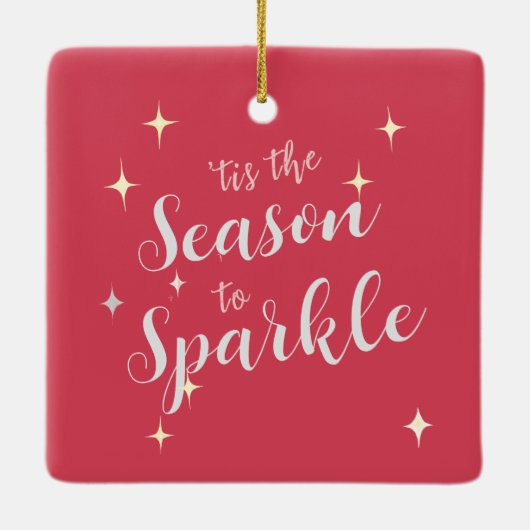 今シーズンは赤ぶら下がったい両面の星が輝く セラミックオーナメント (裏面)