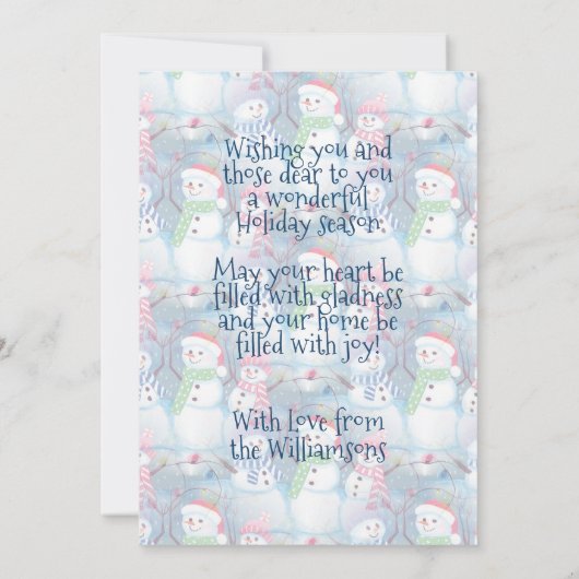 今シーズンは雪だるますてきだおもしろい シーズンカード (裏面)