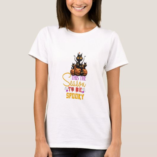 今シーズンは黒猫不気味 Tシャツ (正面)