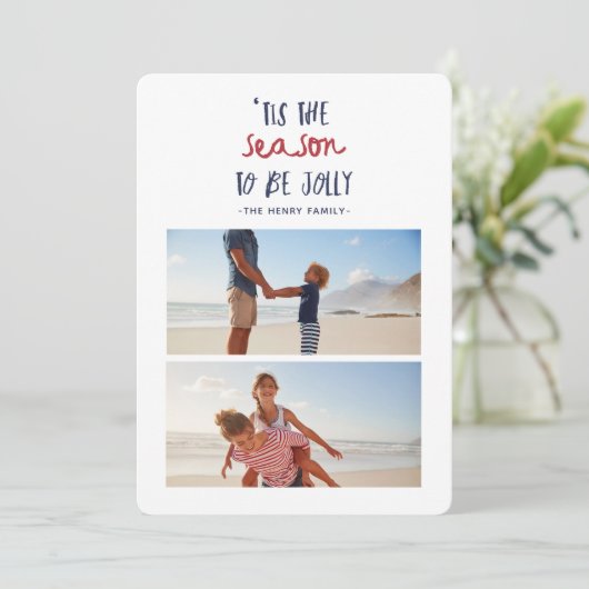 今シーズンは2人のフォトファミリークリスマス シーズンカード (スタンド正面)