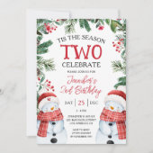 今シーズン2 |冬の雪だるま2回目の誕生日 招待状 (正面)