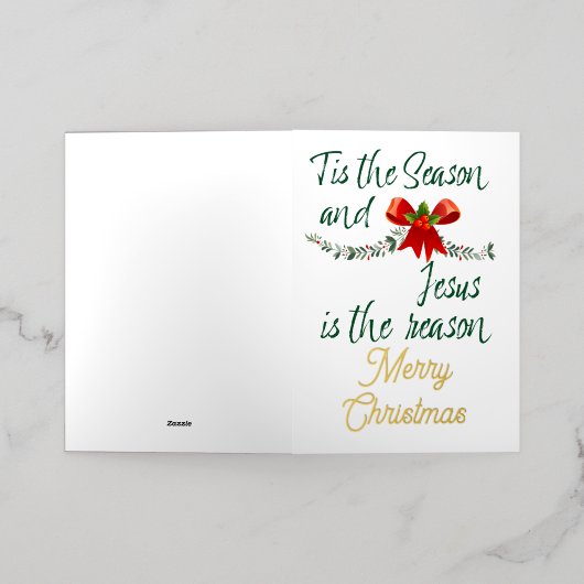 今シーズン、イエスがメリークリスマスの理由である 箔シーズンカード (外側レイダウン)