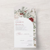 今シーズン |クリスマス結婚のフローラ オールインワン招待状 (内側)