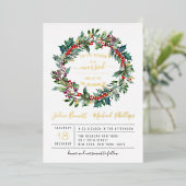 今シーズン |クリスマス結婚式招待状 箔招待状 (立ち正面)