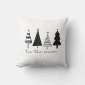 今シーズン | 黒モダンいクリスマスツリー クッション (正面)