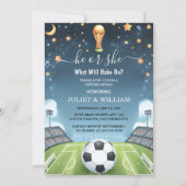 今チームボールピッチおもしろいサッカーフィールド性別の明け方 招待状 (正面)