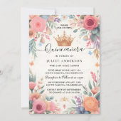 今ティアラファミリーラテンアメリカ系女性ガーリースペインのキンセアニェラ 招待状 (正面)