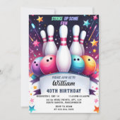 今ネオンボーイキッズチームイベントボーリング40th誕生日 招待状 (正面)