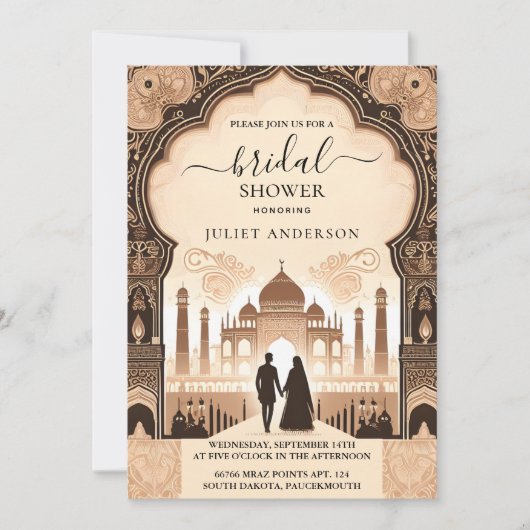今ヒンディヘナメンディインディアンスタイルブライダルシャワー 招待状 (正面)