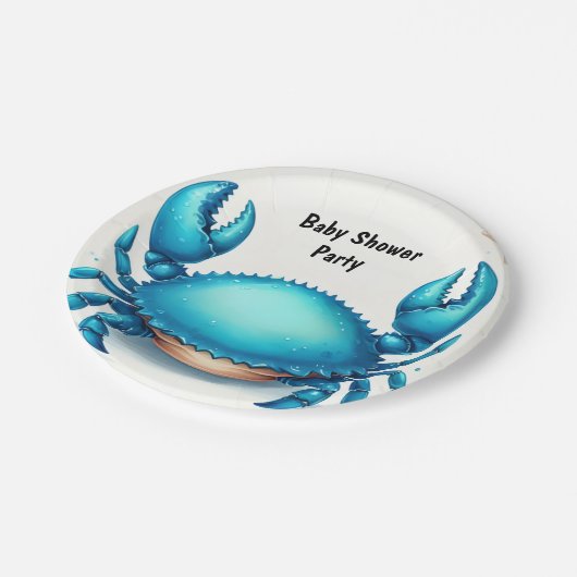 今ビーチ海キャッチ海軍ブルーカニ赤ちゃんシャワー ペーパープレート (アングル)
