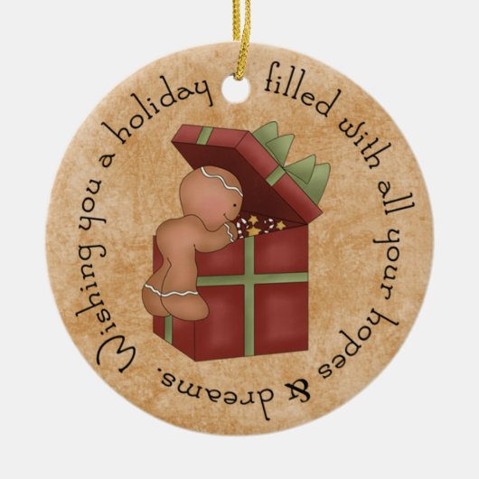 今ピカピカしているギンガーブレッド少年 セラミックオーナメント (正面)