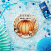 今ファームピンクブルー秋ガールパンプキンジェンダーリビール ペーパープレート (パーティー)