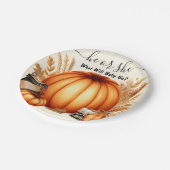 今ファームピンクブルー秋ガールパンプキンジェンダーリビール ペーパープレート (アングル)