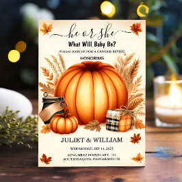 今ファームピンクブルー秋ガールパンプキンジェンダーリビール 招待状