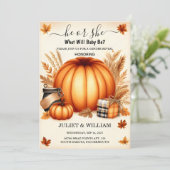 今ファームピンクブルー秋ガールパンプキンジェンダーリビール 招待状 (スタンド正面)