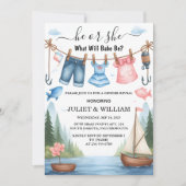 今フックベイトおもしろい木材の魚の魚釣り性別の表示 招待状 (正面)