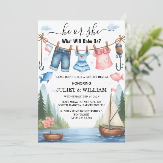 今フックベイトおもしろい木材の魚の魚釣り性別の表示 招待状 (スタンド正面)