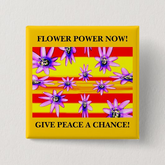 今フラワーパワー! 缶バッジ (正面)