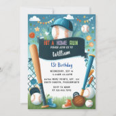 今メンズボールウッドゲームチーム野球1回目の誕生日 招待状 (正面)