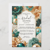 今モンスターエメラルドグリーンアンド金ゴールドブライダルシャワー 招待状 (正面)