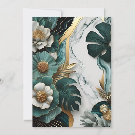 今モンスターエメラルドグリーンアンド金ゴールドブライダルシャワー 招待状 (裏面)